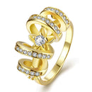 Luxurty Gold Plated Metal Multilayer Round Cubic Zirconia  Wedding Ring