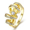 Luxurty Gold Plated Metal Multilayer Round Cubic Zirconia  Wedding Ring