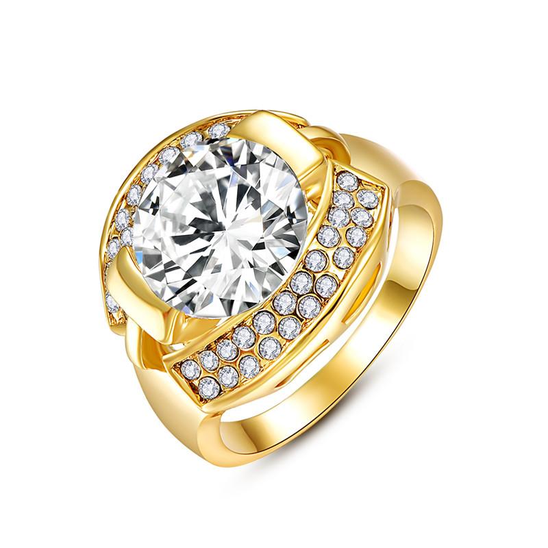 Gold Plated Watch Shape Shiny Gemstone Ring