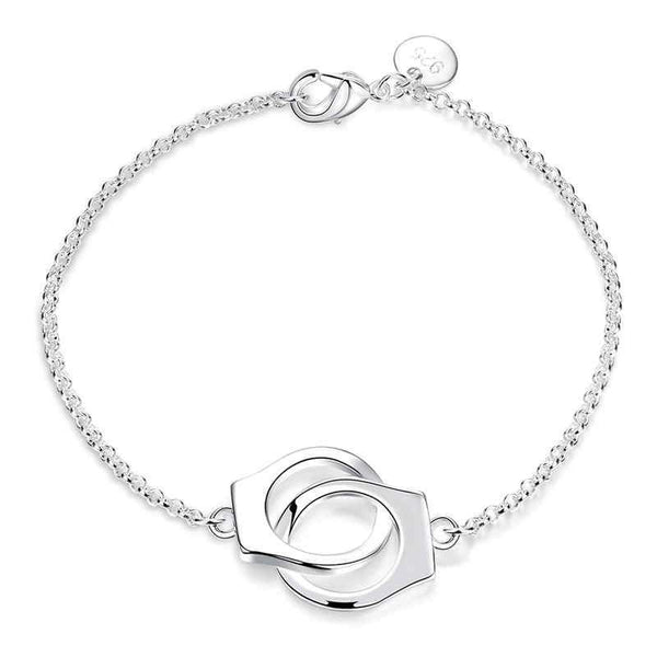 Female Engagement Luxury Unique Handcuffs  Silver Plated Copper Bracelet