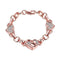 Women Classical Wide Crystal Glass Love Heart Rose Gold Bracelet