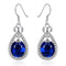 Women Fancy Blue Zircon Water Drop Platinum Plated Hook Earrings