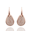 Female Rhinestone Decoration Oval Leaf Rose Gold Drop Earrings