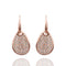 Female Rhinestone Decoration Oval Leaf Rose Gold Drop Earrings