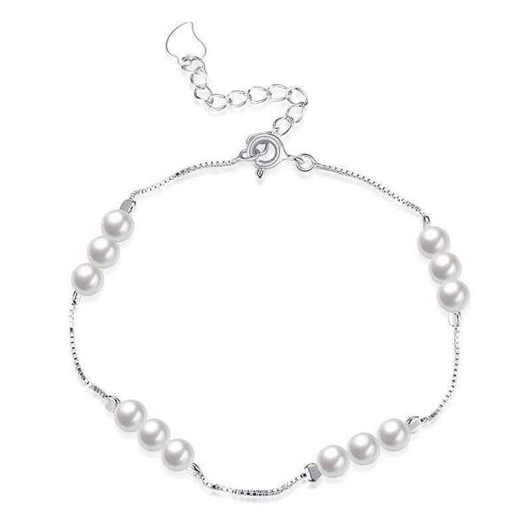 Women Party Graceful Pearls Decoration Sterling Silver Bracelet