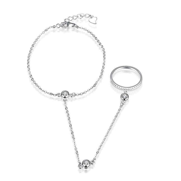 Fashion Shiny Zircon Decoration Sterling Silver Ring Bracelet