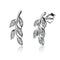 Handmade Zircon Decoration Olive Branch Sterling Silver Stud Earrings