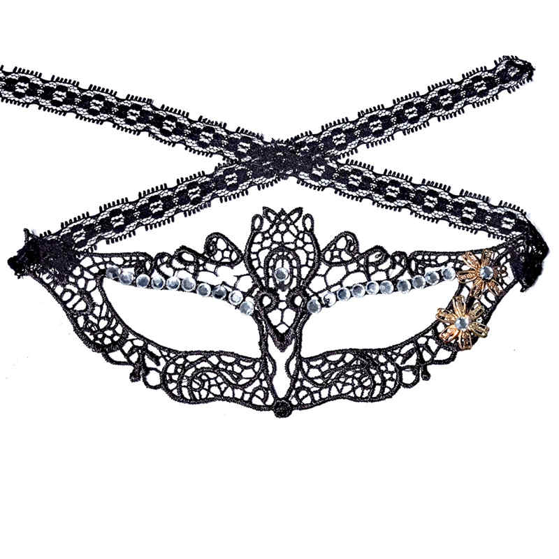 Fashion Crystal Flower Lace Mask Lady Masquerade Dance Jewelry