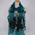 Fashion Lace Wave Shape Peacock Embroidery Scarf