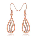 Lady Fashion Hollow Rhinestone Decoration Water Drop Shape Rose Gold Earrings