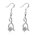 Lady Unique Shiny Zircon Twist Shape Silver Plated Copper Drop Earrings