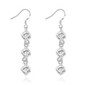 Women Long Stylish Geometry Long Cube Chain Silver Plated Drop Earrings