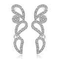 Lady Hollow Water Drop Silver Plated Copper Stud Earrings