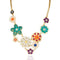 Colorful Multi Crystal Flower Choker Necklace