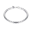 Simple Unisex Round Lattice Chain Silver Plated Copper Bracelet