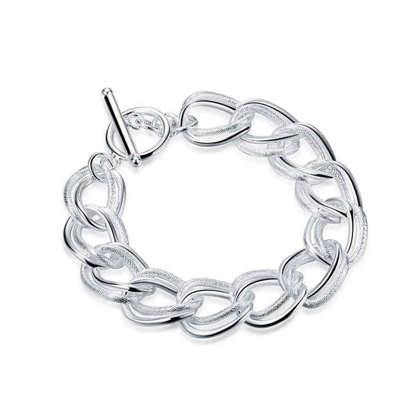 Women Classical Double Loops Chain Silver Plated Copper Bracelet