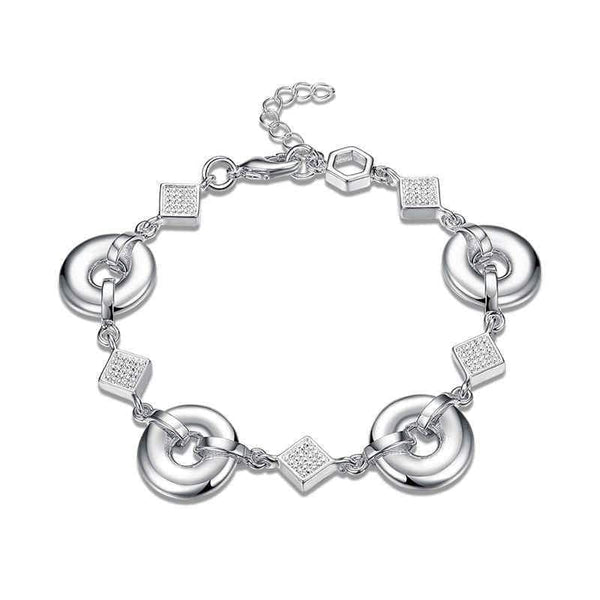 Women Creative Geometric Chain Silver Plated Copper Bracelet