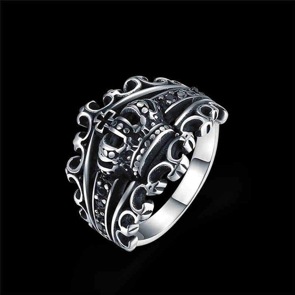 Men Party Trendy King Crown Shape Stainless Steel Ring