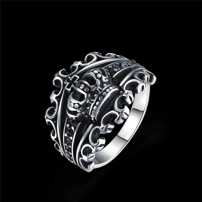 Men Party Trendy King Crown Shape Stainless Steel Ring