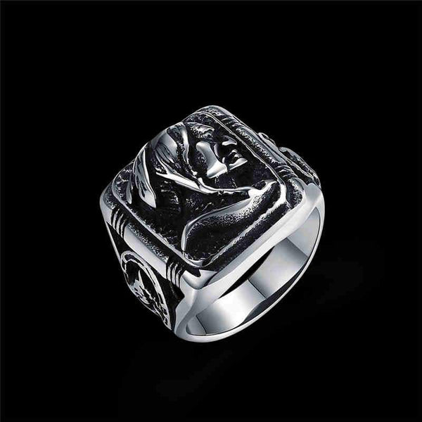 Men Vintage Style Duke Pattern Engraving Stainless Steel Ring
