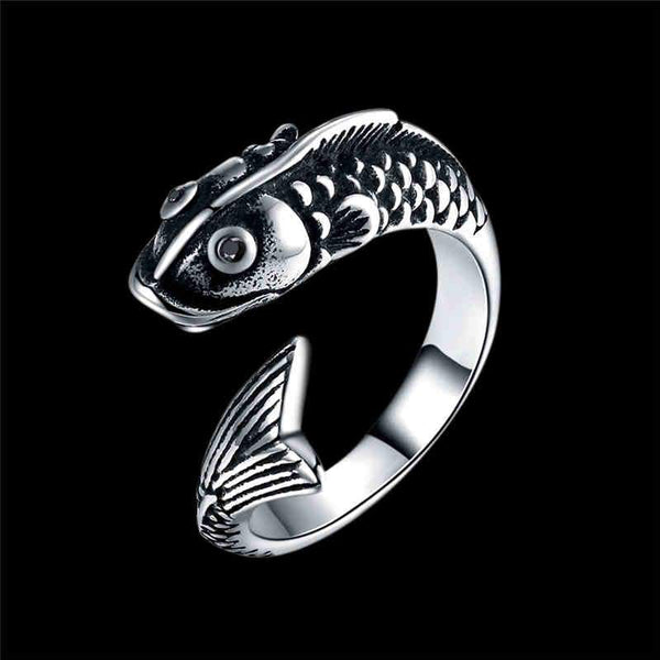 Men Unique Punk Style Fish Shape Stainless Steel Ring