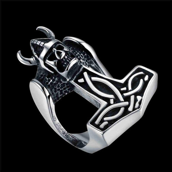 Man Punk Style Helmet Devil Skull Shape Stainless Steel Ring