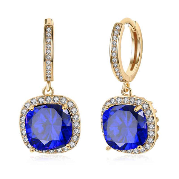 Fashion Geometric Square Shape Zircon Crystal Luxury Clip Earrings