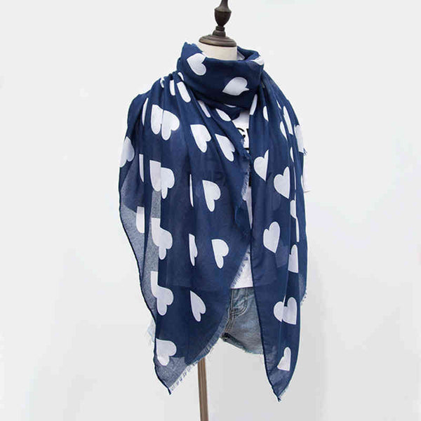 Classic Leisure Sweet Style Heart Shape Pattern Flower Cotton Lady Scarf