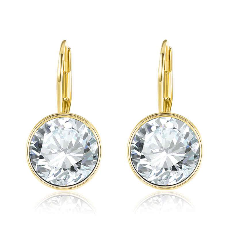 Lady Simple Round Shiny Zircon Decoration Alloy Clip Earrings