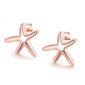 Girl Unique Geometric Starfish Shape Rose Gold Plated Stud Earrings