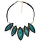 Women Fashion Resin Leaf Shape Water Drop Alloy Circle Pendant Velvet Choker Necklace