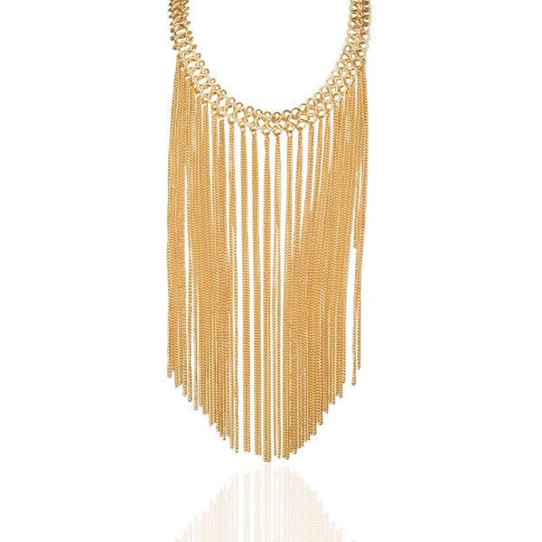 Fashion Multilayer Metal Chain Long Tassel Necklace