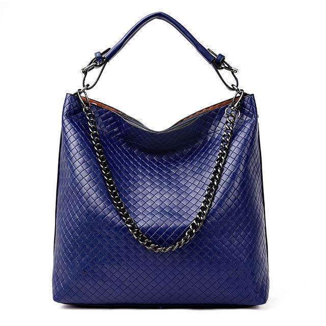 2017Chain Bucket Women Bag New Fashion PU Leather Women Shoulder Bag Big Luxury Brand Ladies Hand bags Large Tote Bag Sac A Main-Blue-China-33cm-JadeMoghul Inc.