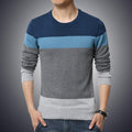 2018 Autumn Casual Men's Sweater O-Neck Striped Slim Fit Knittwear Mens Sweaters Pullovers Pullover Men Pull Homme M-5XL-Blue-XL-JadeMoghul Inc.