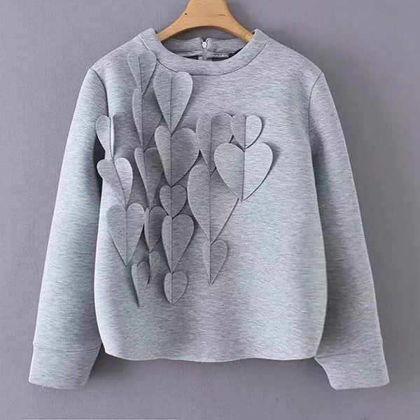 2018 Autumn Winter Women Cotton Gray Sweatshirts Female Heart Deisgn Fashion Pullover Jacket Womens Long Sleeve Tops Clothes JadeMoghul Inc. 