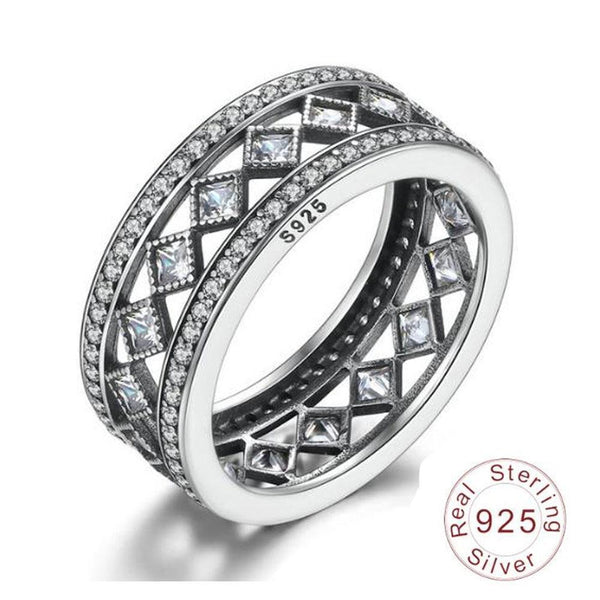 2018 BFQ Hot Sale 925 Sterling Silver Ring Square Vintage Fascination Big Diamond Rings For Women's Luxury S925 Fine Jewelry-6-Silver-JadeMoghul Inc.