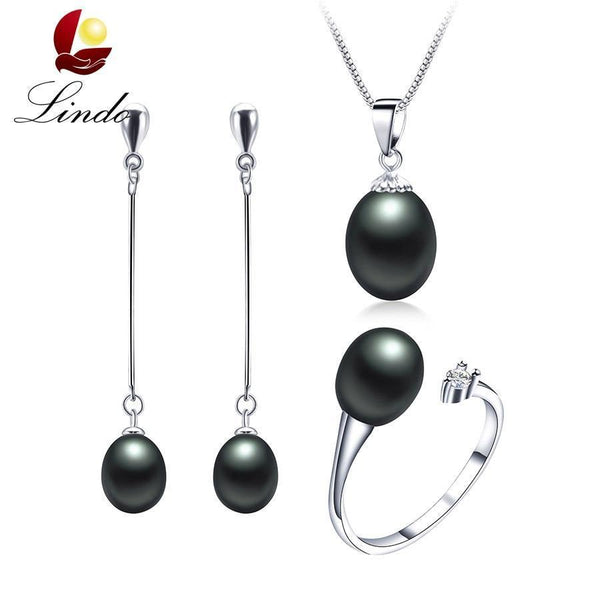 2018 Hot selling Black Pearl Jewelry sets Fashion 925 sterling silver jewelry for women wedding/party jewelry Lowest Price-black pearl set-JadeMoghul Inc.