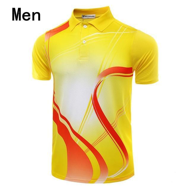 2018 Male female Table Tennis Jerseys , Polyester Turn-down collar tennis clothes, badminton Jerseys , pingpong sports Uniforms-Men Yellow-4XL-JadeMoghul Inc.