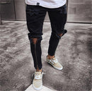 2018 Men Stylish Ripped Jeans Pants Biker Skinny Slim Straight Frayed Denim Trousers New Fashion skinny jeans men Clothes-1898-S-JadeMoghul Inc.