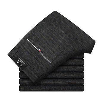 2018 Men's Stretch Stripe Casual Pants Men's Four Seasons High Quality Business Trousers Men's Straight Trousers-black-28-JadeMoghul Inc.