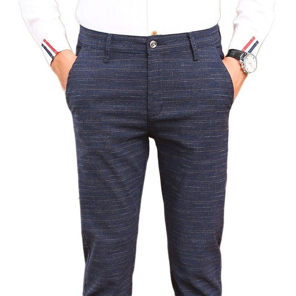 2018 Men's Stretch Stripe Casual Pants Men's Four Seasons High Quality Business Trousers Men's Straight Trousers-black-28-JadeMoghul Inc.