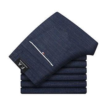 2018 Men's Stretch Stripe Casual Pants Men's Four Seasons High Quality Business Trousers Men's Straight Trousers-blue-28-JadeMoghul Inc.