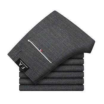 2018 Men's Stretch Stripe Casual Pants Men's Four Seasons High Quality Business Trousers Men's Straight Trousers-gray-28-JadeMoghul Inc.