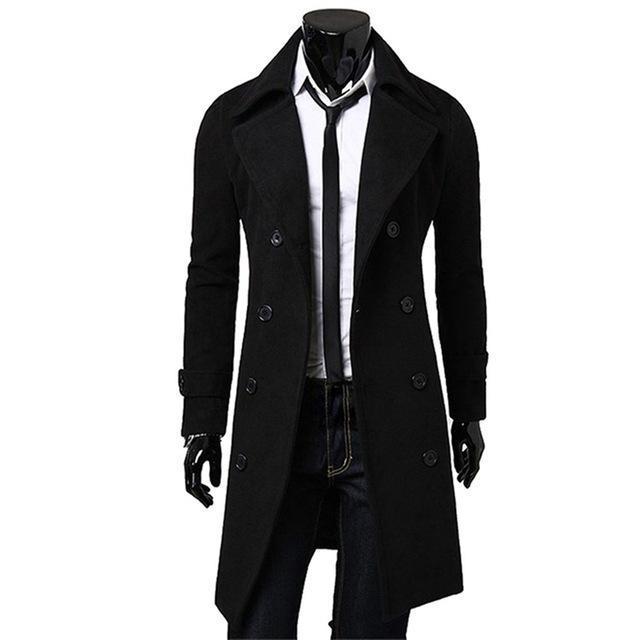 2018 New Arrivals Autumn Winter Trench Coat Men Brand Clothing Cool Mens Long Coat Top Quality Cotton Male Overcoat M-3XL T7-Black-L-China-JadeMoghul Inc.