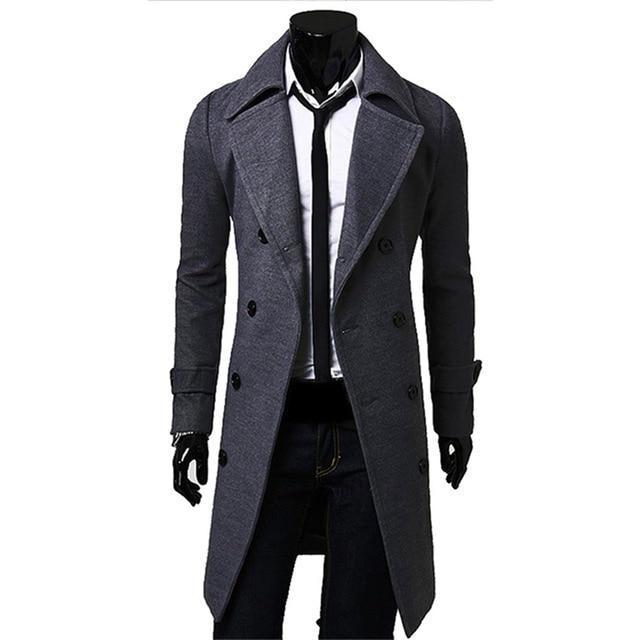 2018 New Arrivals Autumn Winter Trench Coat Men Brand Clothing Cool Mens Long Coat Top Quality Cotton Male Overcoat M-3XL T7-Dark Grey-L-China-JadeMoghul Inc.