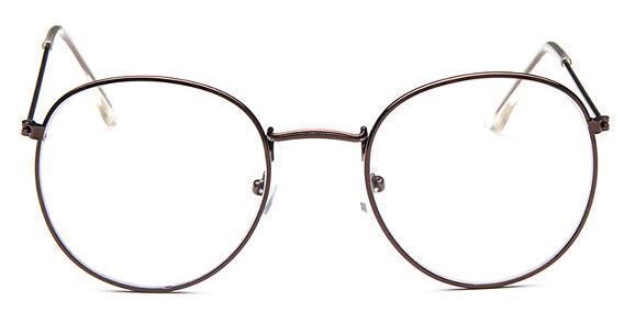 2018 New Designer Woman Glasses Optical Frames Metal Round Glasses Frame Clear lens Eyeware Black Silver Gold Eye Glass-coffee-JadeMoghul Inc.