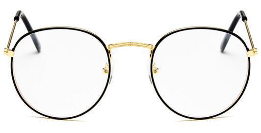 2018 New Designer Woman Glasses Optical Frames Metal Round Glasses Frame Clear lens Eyeware Black Silver Gold Eye Glass-gold black-JadeMoghul Inc.