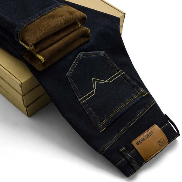 2018 New Men Activities Warm Jeans High Quality Famous Brand Autumn Winter Jeans warm flocking warm soft men jeans-Black-28-JadeMoghul Inc.