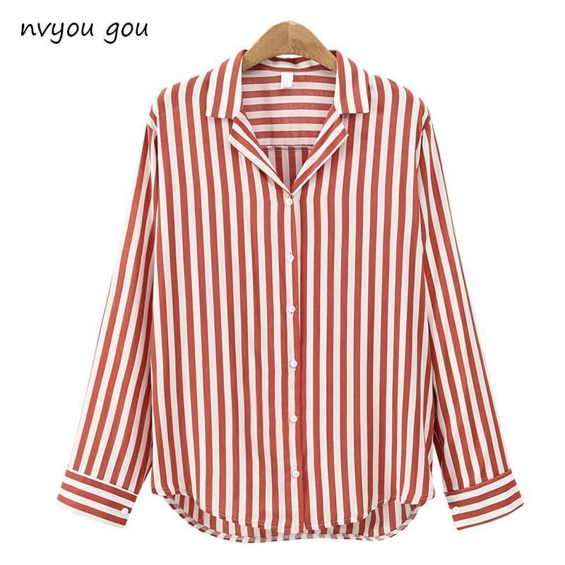 2018 New Spring Autumn Women Blouse Flower V-Neck Long Sleeve Work Shirts Women office Tops Striped blouse for business-black-L-JadeMoghul Inc.