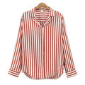 2018 New Spring Autumn Women Blouse Flower V-Neck Long Sleeve Work Shirts Women office Tops Striped blouse for business-red-L-JadeMoghul Inc.